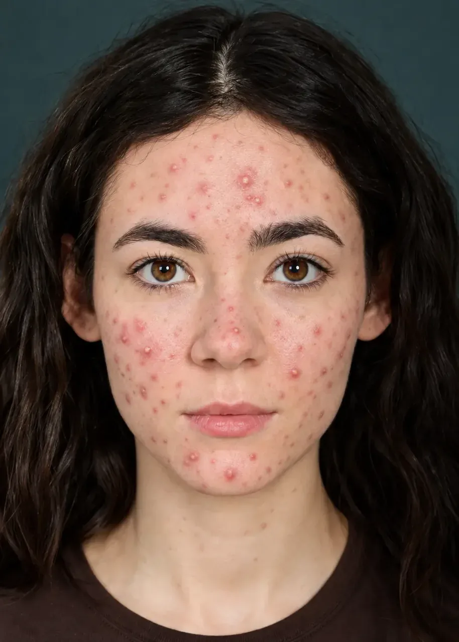Rosto com acne intensa